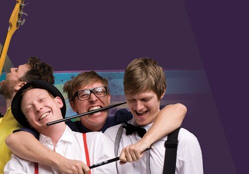 The Late Show banner med gruppebillede og navn